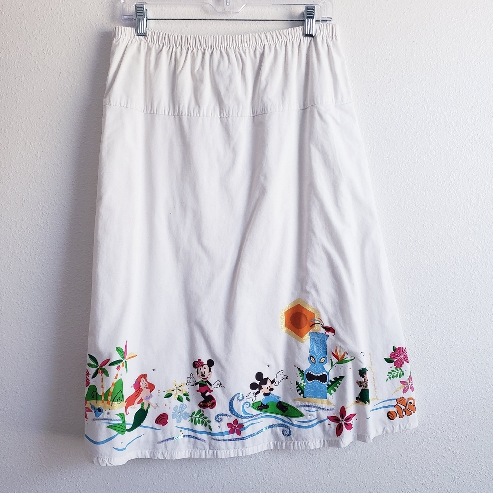 Vintage Disney Store Maxi Skirt Y2K Mickey Beach Surf - Picture 2 of 8